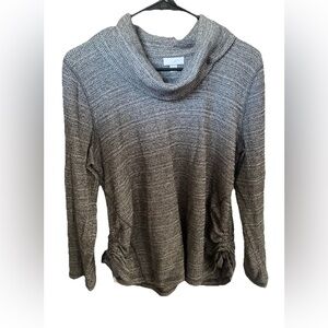 J. Jill Cowl Neck Side Tie Waffle Knit Pullover Sweater Size Large